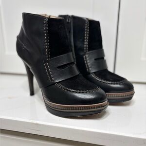 Cole Haan x Nike Air Black Leather & Suede Platform Booties Stiletto Heels 9B